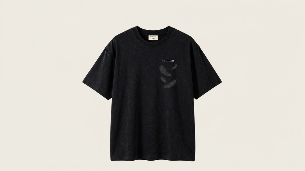 Feather Veil Tee – Black