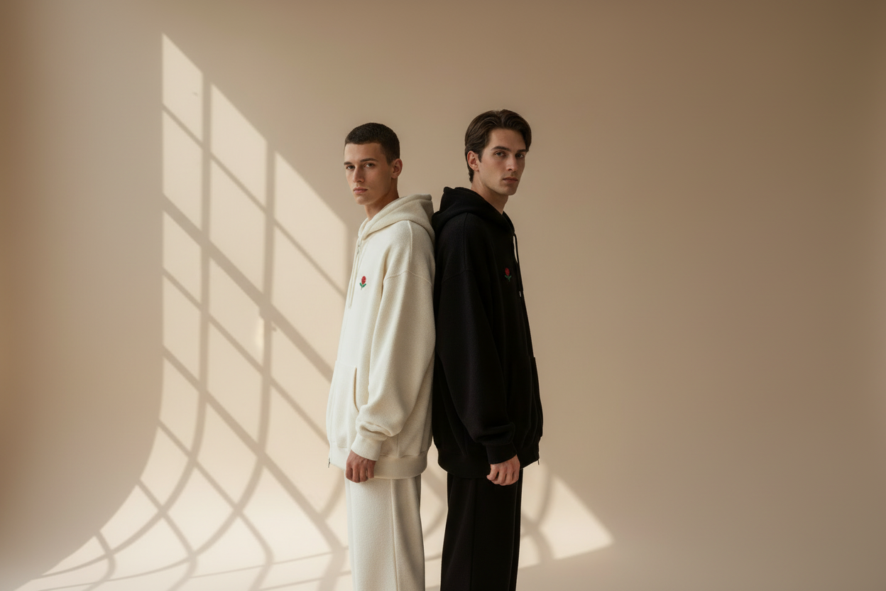 High-End Minimalist Dual Hoodie Editorial